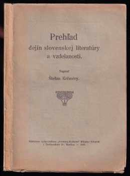 Výkup knihy Štefan Krčméry Prehľad dejín slovenskej literatúry a